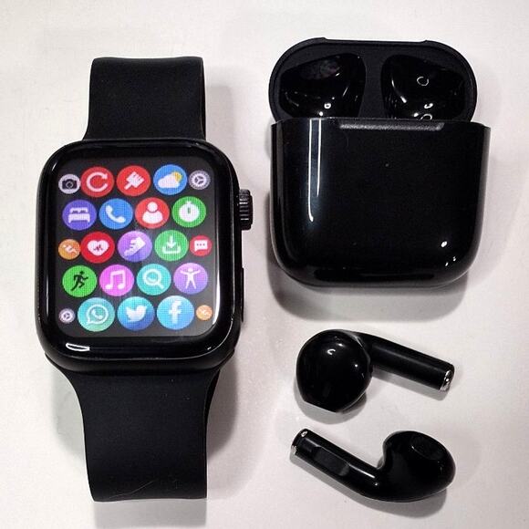 Smartwatch Earbuds Combo Gift Set Android IOS Apple Calling Fitness Sport Sleep - Picture 1 of 12